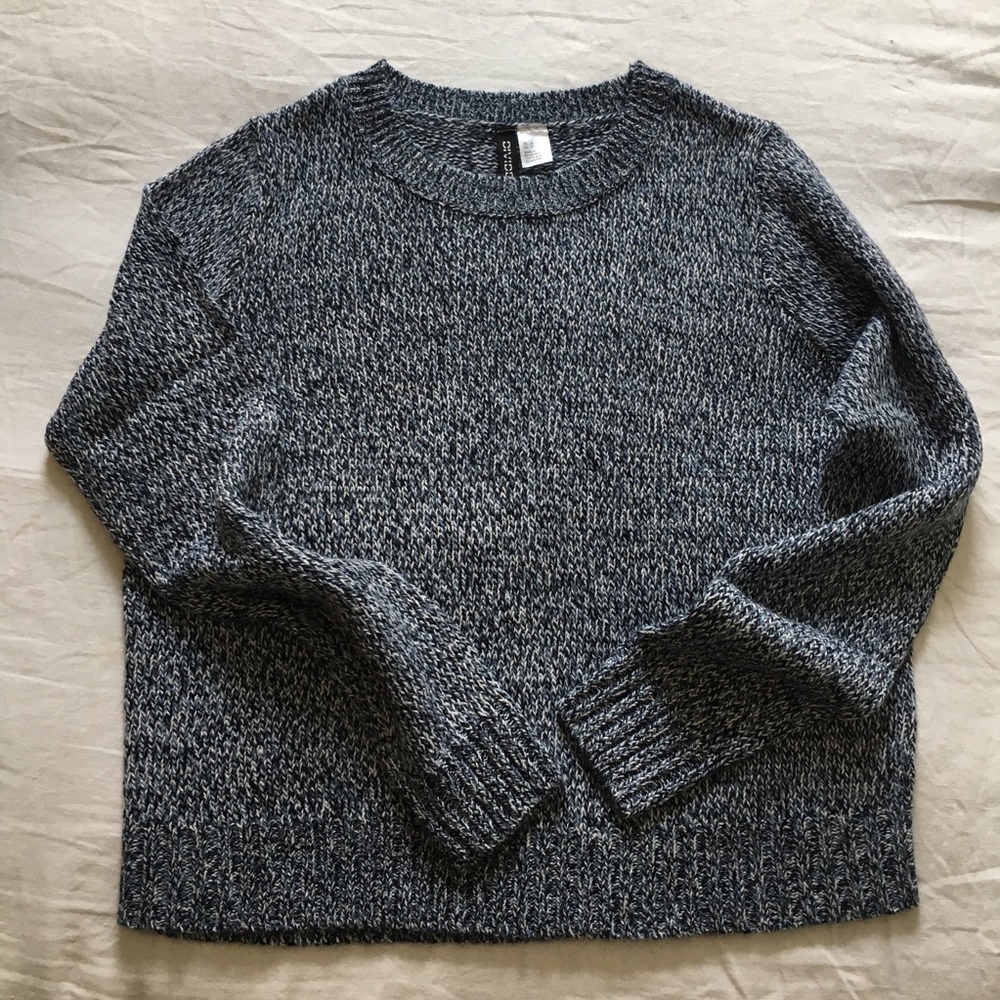 H&M Divided Blue Marled Crewneck Sweater NWOT